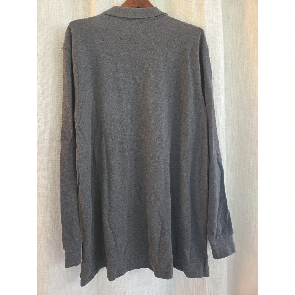 Ralph Lauren Mens Top Long Sleeve Collared 1/4 Button Size 2XL Grey Long